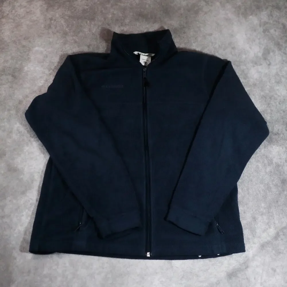 Columbia Fleece Jacket Youth‎ 18/20 Navy Blue Full Zip Outdoor Warm Good